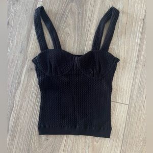 WEWOREWHAT  black cable knit top